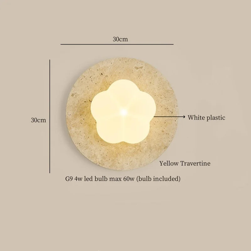 Afralia™ Modern Cotton LED Wall Lamp Pull Chain Switch Yellow Travertine Nordic Bedroom Living Room