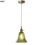 Modern Green Glass LED Pendant Lamp - Adjustable Wire, Copper Finish