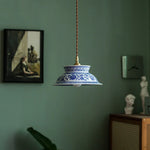 Vintage Ceramic LED Pendant Light with Adjustable Copper Socket & Knob Switch
