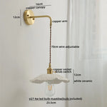 Ceramic Copper LED Wall Lamp with Pull Chain Switch for Modern Style Interiors