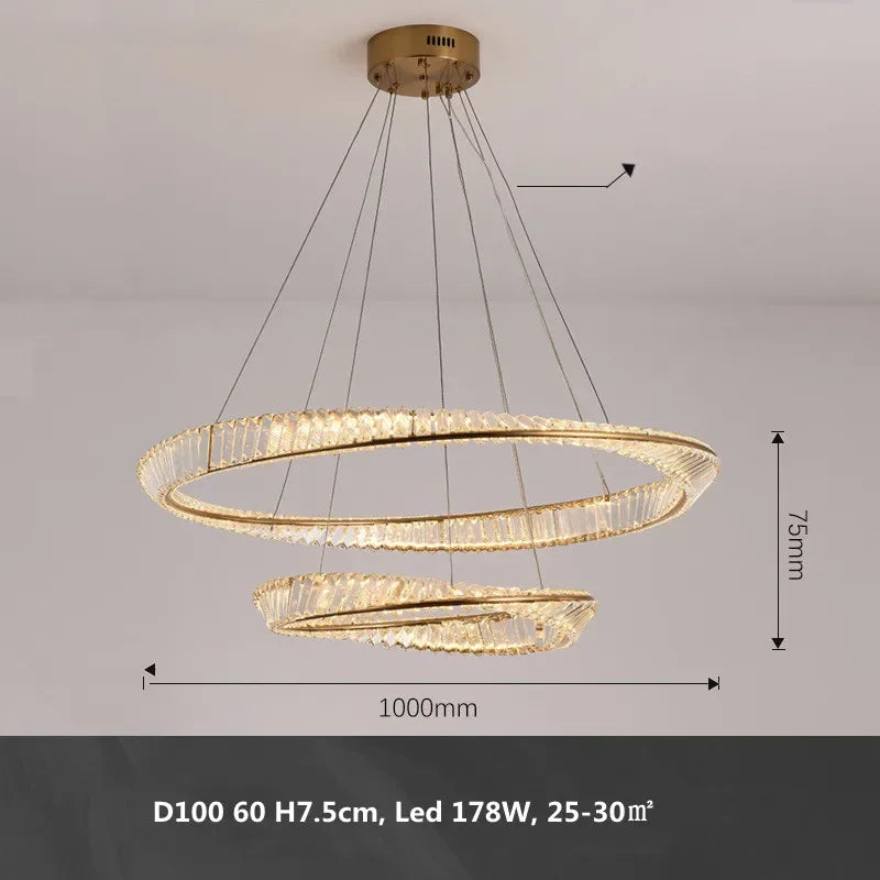 Gold Metal LED Dimmable Ceiling Light with K9 Crystals
