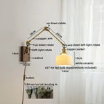 Ceramic Copper Swing Arm LED Wall Lights for Home Decor