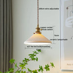 Copper Glass LED Pendant Lamp with Knob Switch - Modern Hanging Light Fixtures