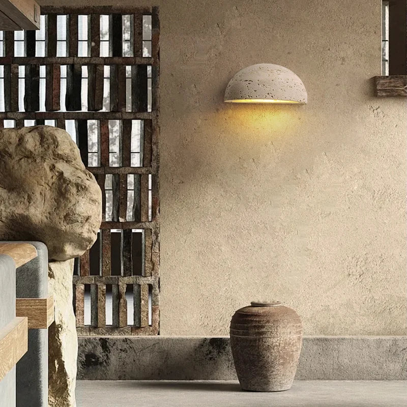Travertine LED Wall Light: Ancient Chinese Style for Aisle, Study, Porch, Bedside.