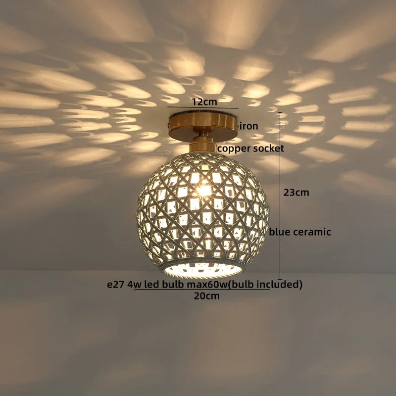 Ceramic LED Ceiling Lights: Modern Hollow Design for Living Room, Aisle, Balcony