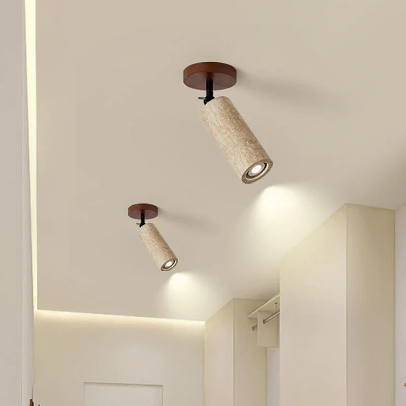 Yellow Travertine LED Ceiling Light - Modern Wabi-sabi Style for Living Room