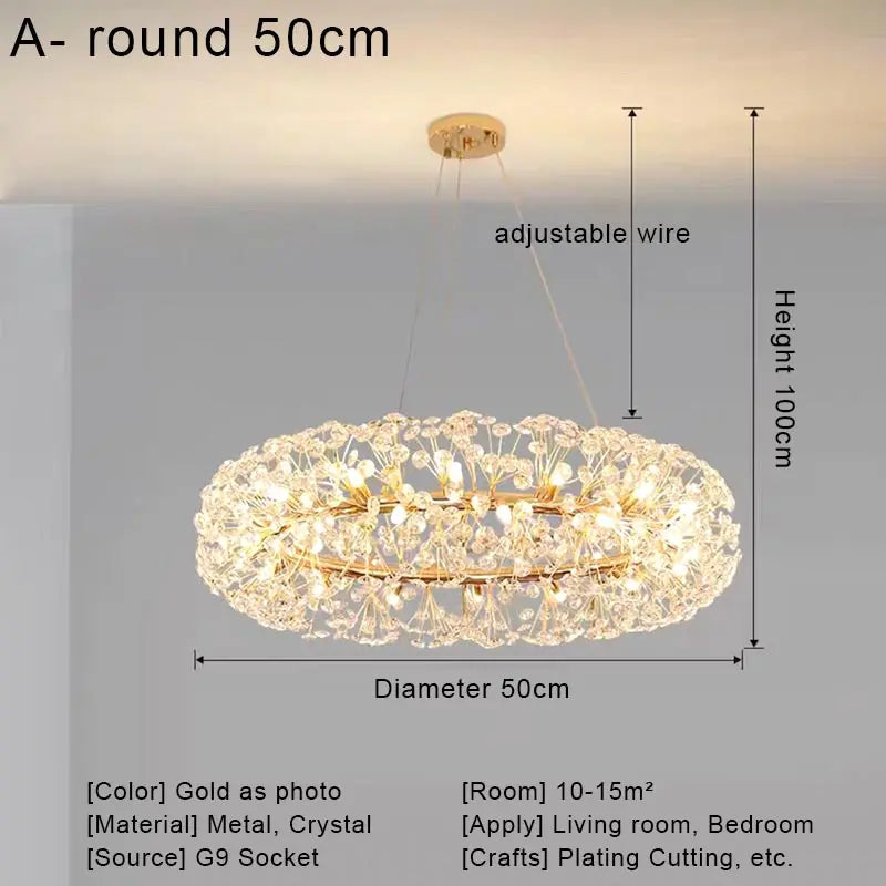 Crystal LED Ceiling Pendant Chandelier for Home Decoration and Lighting