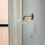 Glass Bedside Sconce: Modern Nordic LED Wall Light with Pull Chain Switch