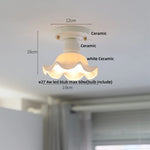Nordic Modern White Flower Ceramic LED Ceiling Light by Afralia™