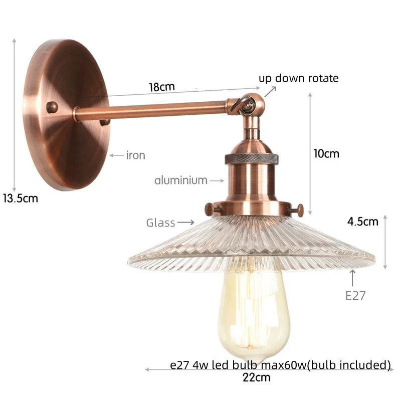 Afralia™ Industrial Loft LED Wall Light for Bedroom, Bathroom, Stairs - Plug In Iron Lamp