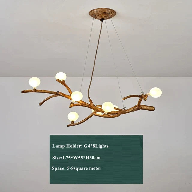 Retro LED Chandelier Living Room Study Bedroom Art Brown Pendant Light