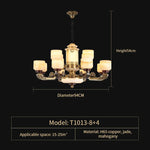 Natural Jade Copper Chandelier Modern Duplex Building Zhongshan Lamps