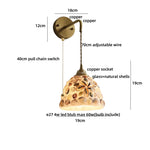 Amber Glass LED Wall Sconce with Pull Chain Switch for Bedroom and Bathroom