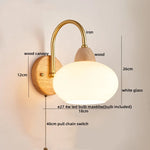 LED Glass Iron Wood Wall Light Fixture Modern Nordic Bedside Lamp