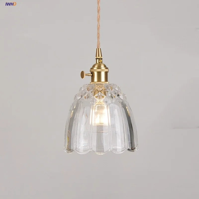 Afralia™ Clear Glass Pendant Lamp with Knob Switch for Modern Minimalist Decor