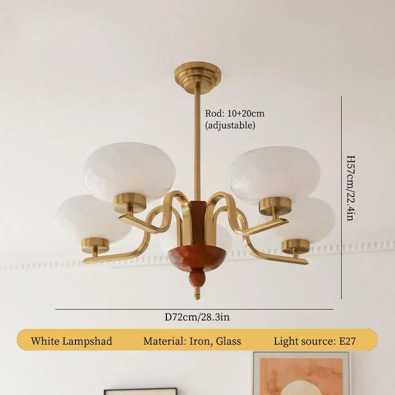 Cream Glass Pendant Chandelier for Home Decor