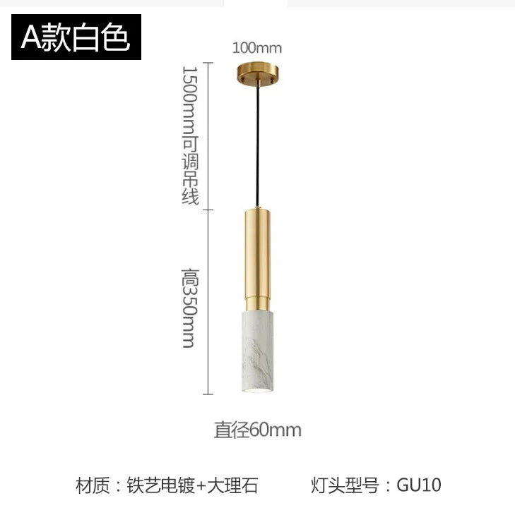 Small Chandelier Art Marble Terrazzo Single Head Pendant Light