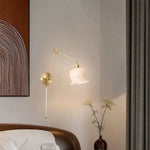 Cream Resin LED Wall Lights Pull Chain Switch Copper French Vintage Wandlamp