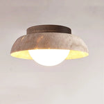 White Glass LED Ceiling Lamp with Wood Canopy - Modern Flush Mount Light