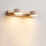 Travertine Wall Sconce Light Wood Rotatable for Bedroom Bedside