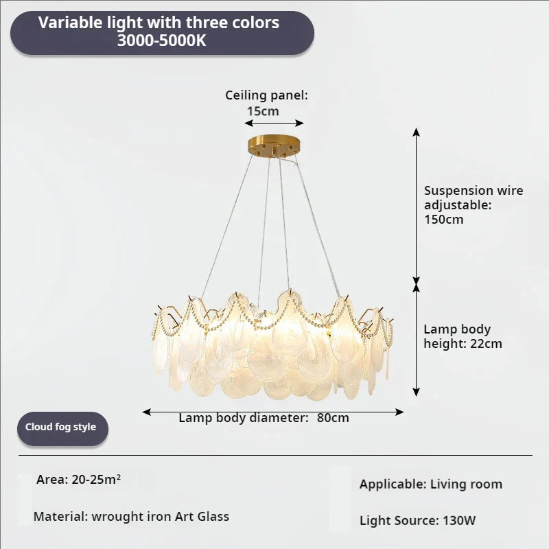 Crystal Shell Chandelier for Modern Luxury Living Room and Dining Room