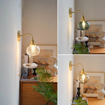 Green Class Ball LED Wall Light with Copper Socket for Bedroom Living Dining Room