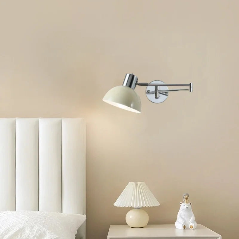 Cream LED Swing Arm Wall Lamp for Living Room Bedroom Mirror Stair Light