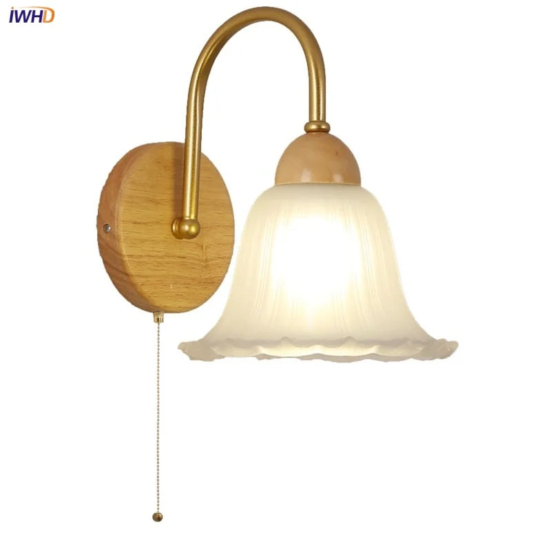 Nordic Glass LED Wall Sconce with Pull Chain Switch for Home Decor