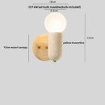 LED Wall Light Fixture Up Down Rotate Pull Chain Switch Yellow Travertine Wood