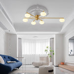 Brass Glass Ceiling Lamp, G9 Bulb Suspension Light for Bedroom, Living Room