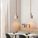 Yellow Travertine Stone Pendant Lamp for Bedroom Balcony Cafe, 2m Wire, Nordic Modern Style
