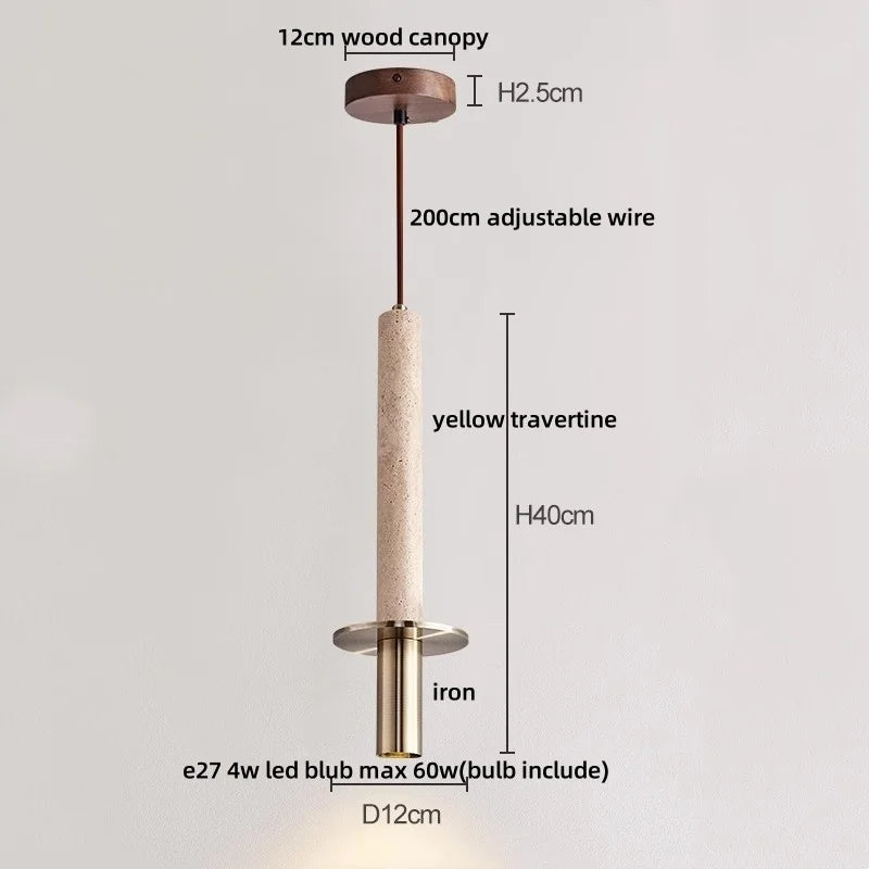 Afralia™ Yellow Travertine LED Pendant Lights Bar Semicircle Iron Stone Globe Hanging Lamp