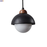 Glass Ball LED Pendant Lights Black Travertine Wabi Sabi Hanging Lamp