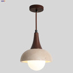 Afralia™ LED Pendant Lamp White Glass Ball Yellow Travertine Hanging Light