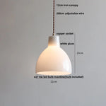 White Glass E27 LED Pendant Light Fixture Modern Adjustable Hanging Lamp