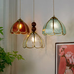 Afralia™ Copper LED Pendant Lamp Wood Globe Glass Nordic Modern Tiffany Hanging Lights