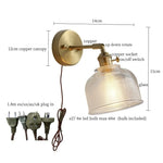 Clear Brass Glass LED Wall Lamp Pull Chain for Living Room Bedroom Loft
