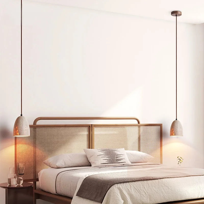 Afralia™ Wabi Sabi LED Pendant Lamps in Yellow Travertine for Bedroom and Living Room