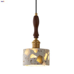 Afralia™ Terrazzo Stone LED Pendant Light with Wood Handle for Kitchen & Restaurant