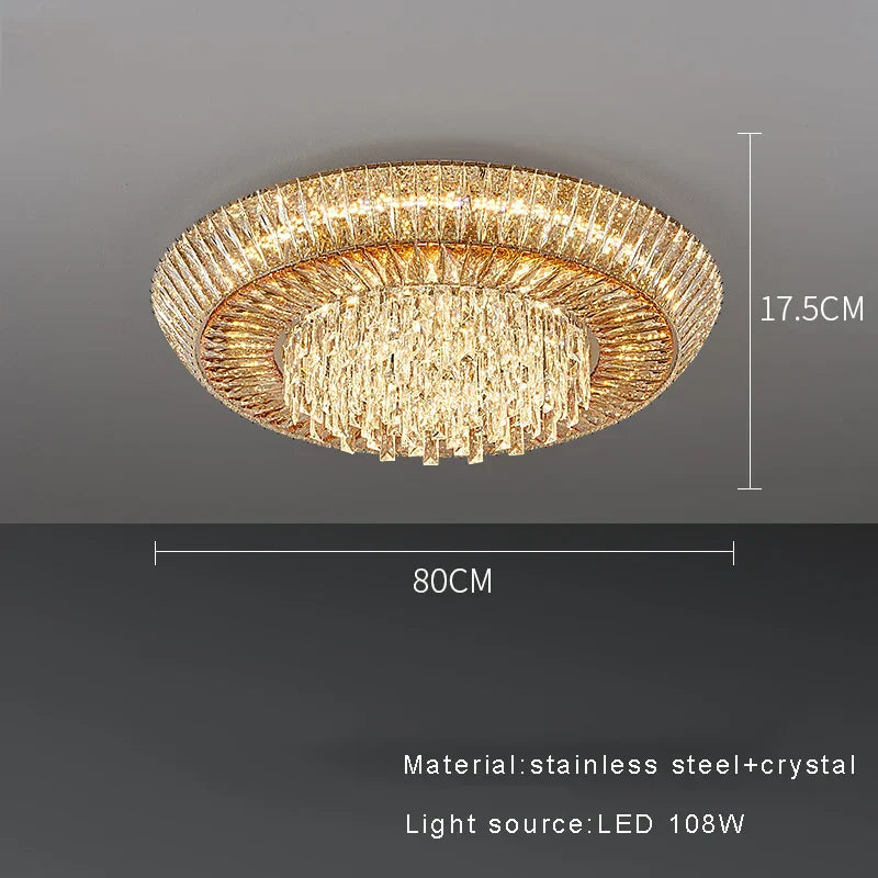 Amber Crystal Ceiling Chandelier: Luxe LED Home Decor Light Fixture