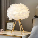 Feather Table Lamp Desk Light for Bedroom and Living Room