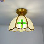 Modern Glass Copper LED Ceiling Light Fixture for Balcony, Living Room, Porch.