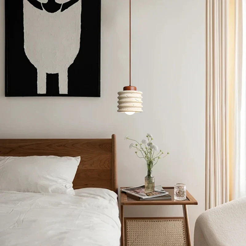 Afralia™ Yellow Travertine Wabi Sabi LED Pendant Lights for Home Decor