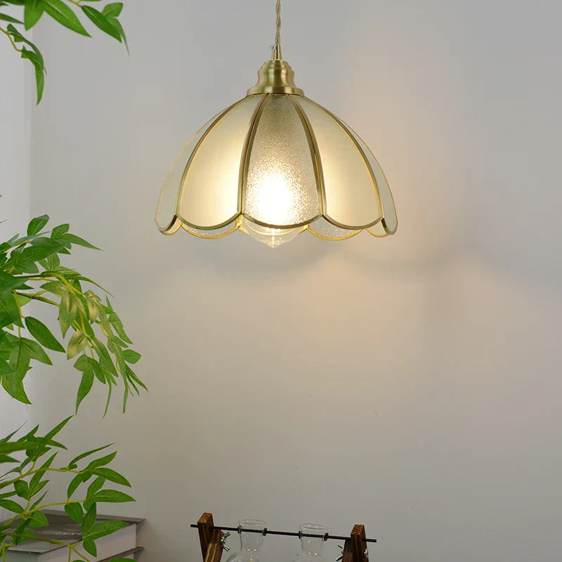 Afralia™ Glass LED Pendant Light Fixture Coffee Kitchen Loft Vintage Copper Hang Lamp