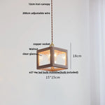 Nordic LED Pendant Lights Walnut Wood Glass Kitchen Hanging Lamp