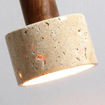 Afralia™ Yellow Travertine Cylinder Stone LED Pendant Lights for Interior Lighting