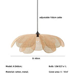 Wabi Sabi Rattan Pendant Lights for Dining Room - Petal Design LED Droplight