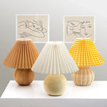 Nordic Ceramics Table Lamp - Modern Desk Light with Pleated Lampshade for Cozy Home Lighting