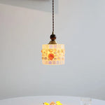 Glass LED Pendant Lights Walnut Wood Adjustable Hanging Lamp