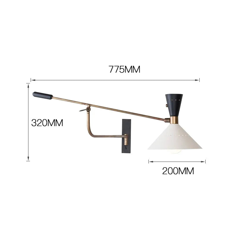 Nordic Long Arm Wall Light Sconce with Adjustable Study Reading Lamp